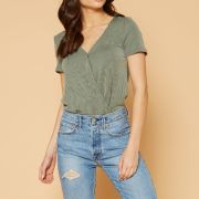 Women’s V-Neck SS Surplus Bodysuit in Green