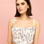 Leopard Print Denim Corset Top