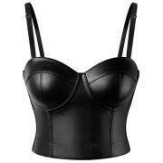 Bustiers & Corsets PU Leather Gothic Corset Vest Padded Bra Top