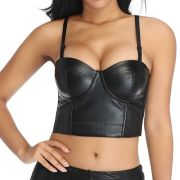 Bustiers & Corsets PU Leather Gothic Corset Vest Padded Bra Top