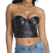 Bustiers & Corsets PU Leather Gothic Corset Vest Padded Bra Top