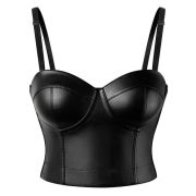 Bustiers & Corsets PU Leather Gothic Corset Vest Padded Bra Top