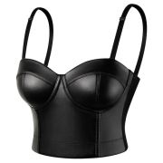 Bustiers & Corsets PU Leather Gothic Corset Vest Padded Bra Top