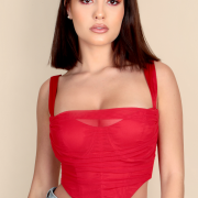 “ROMANCE” Red Bustier Corset Crop Top