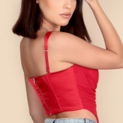 “ROMANCE” Red Bustier Corset Crop Top